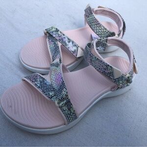 Skechers Pastel Pink Sandals with Multicolor Snake-Print Straps